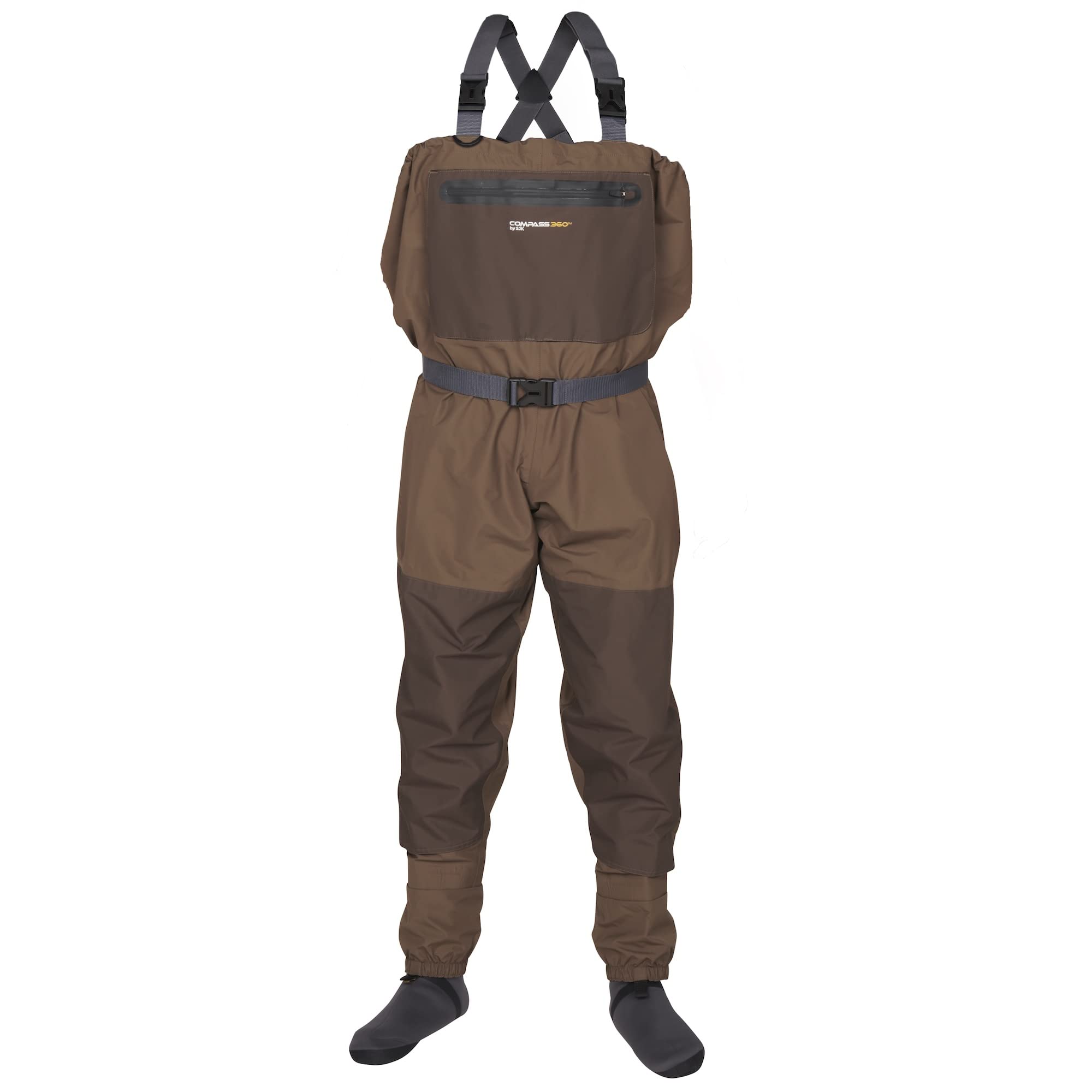 360° Rotating Fly Fishing Waders for Men & Women - Waterproof, Breathable Stocking Foot Chest Waders with Deadfall Protection (Regular/Stout Sizes) - Ideal for Trout Fishing, Stream Wading & Outdoor Adventures