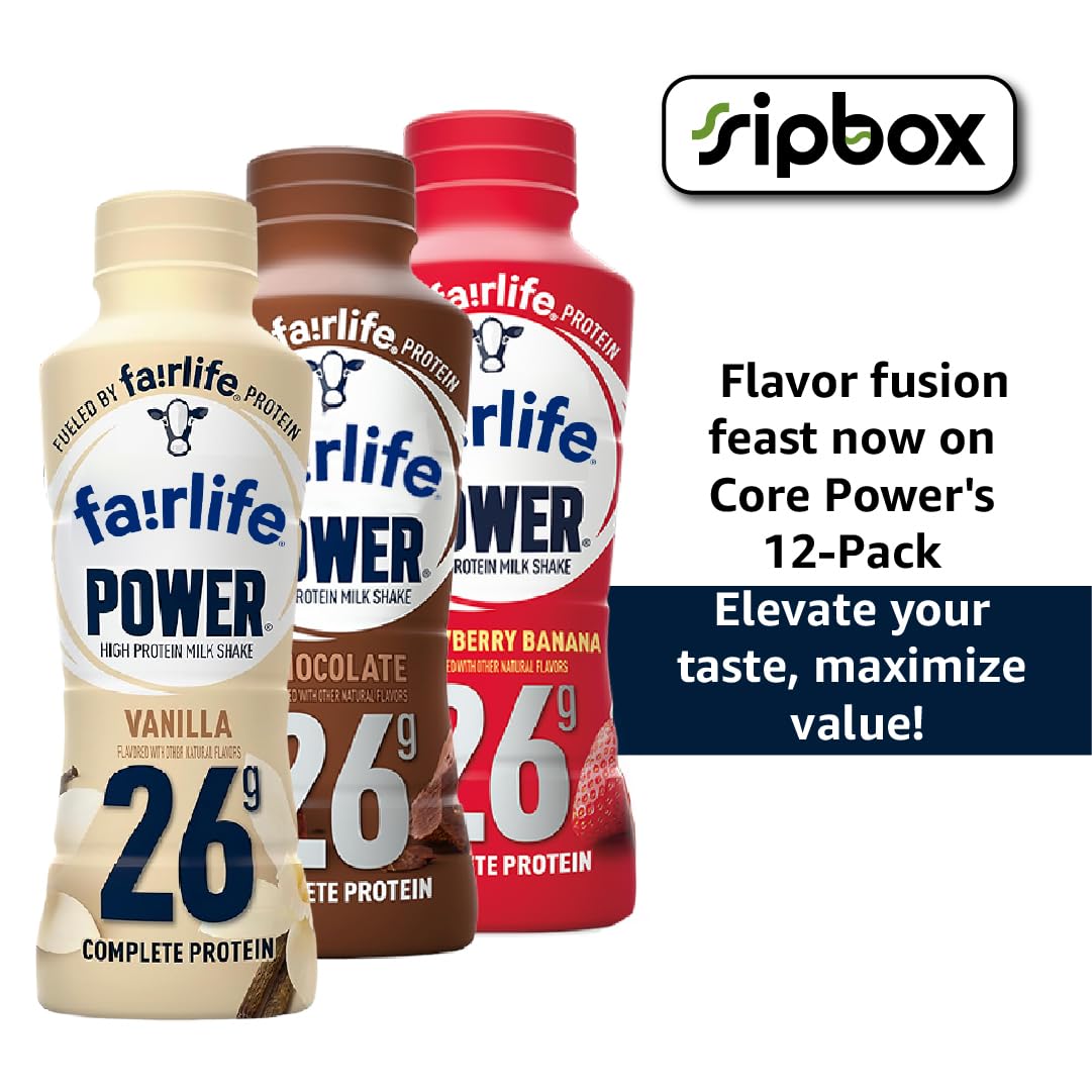 Fairlife Core Power High Protein Milk Shake 14oz Variety Pack - Chocolate, Vanilla & Strawberry Banana Flavors (12 Pack) | Best Protein Shakes for Post-Workout Recovery, Muscle Building & Healthy Snacking