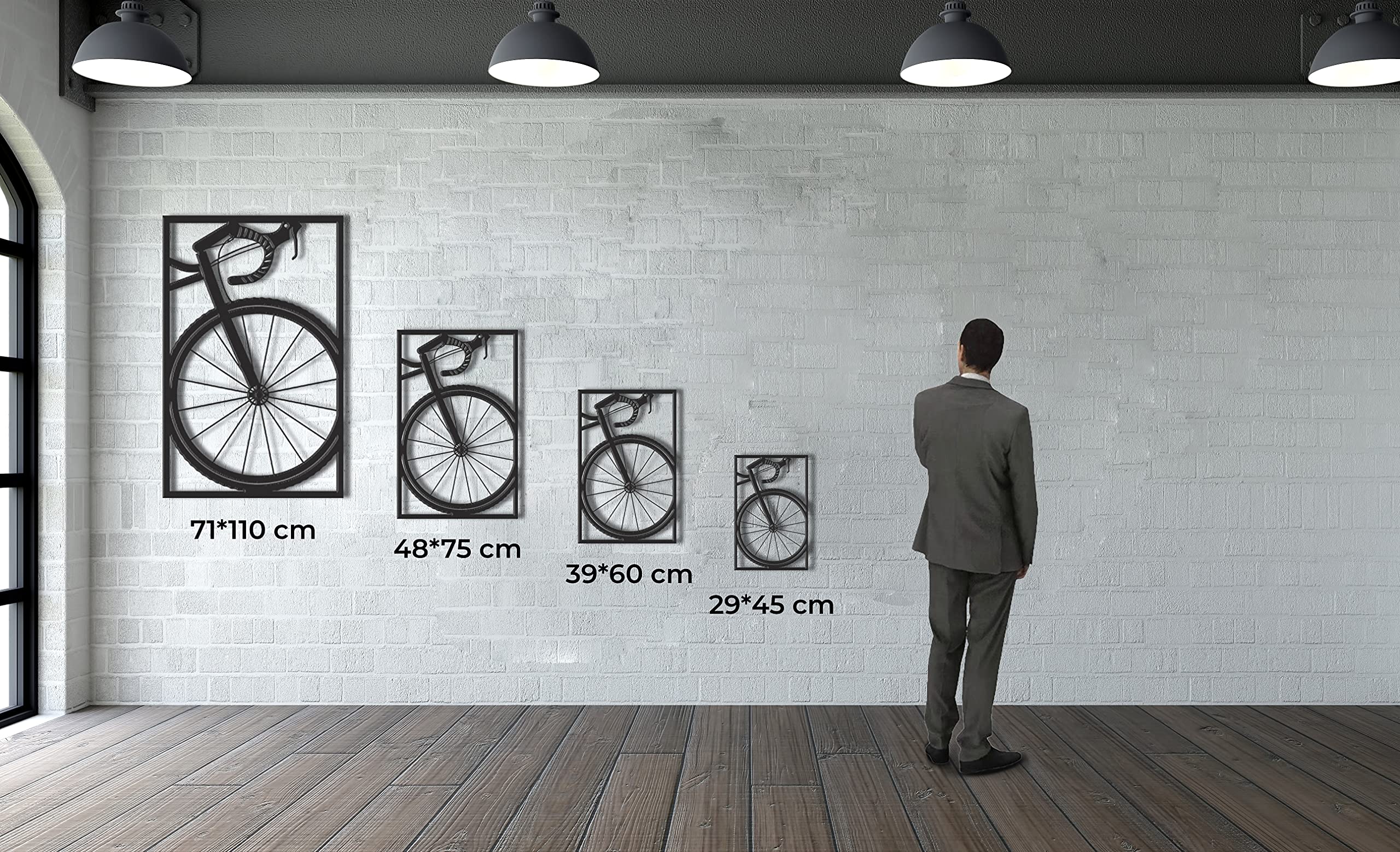 DEKADRON Metal Wall Art - Handcrafted Bicycle Wall Decor for Living Room, Bedroom & Office - Modern Bike Art Metal Sign (28