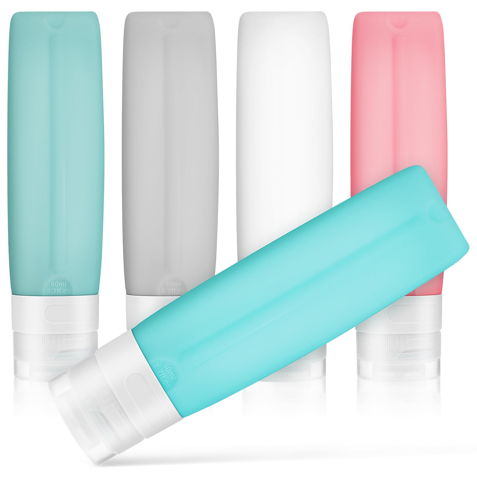FOMIYES 5-Pack Leak-Proof Silicone Travel Bottles Set - Refillable Shampoo & Conditioner Containers, Squeezable Lotion Tubes for Toiletries - Perfect for Airplane Carry-On, Gym, Camping & Vacation Essentials