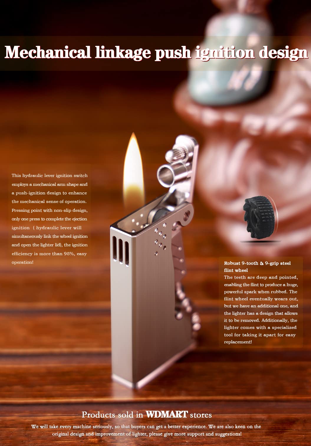 Windproof TC4 Titanium Alloy Refillable Kerosene Lighter - Soft Flame Metal Lighter for Outdoor Camping, Hiking & Survival Gear - Durable Open Flame Lighter with Collectible Value (Fuel Not Included)
