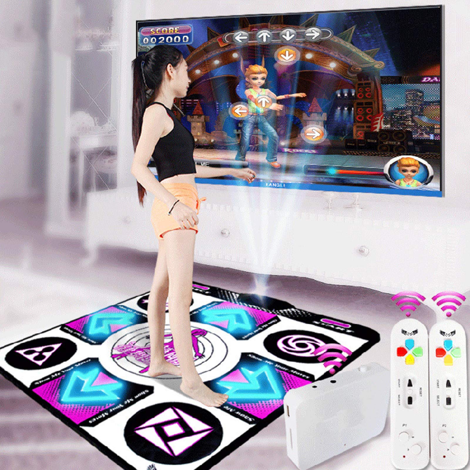 Non-Slip Wireless Dance Mat for Kids & Adults - 150 Games, LED Guide, AUX Music - Multi-Function Gaming Pad for PC/TV - Perfect for Family Fun, Fitness & Dance Parties