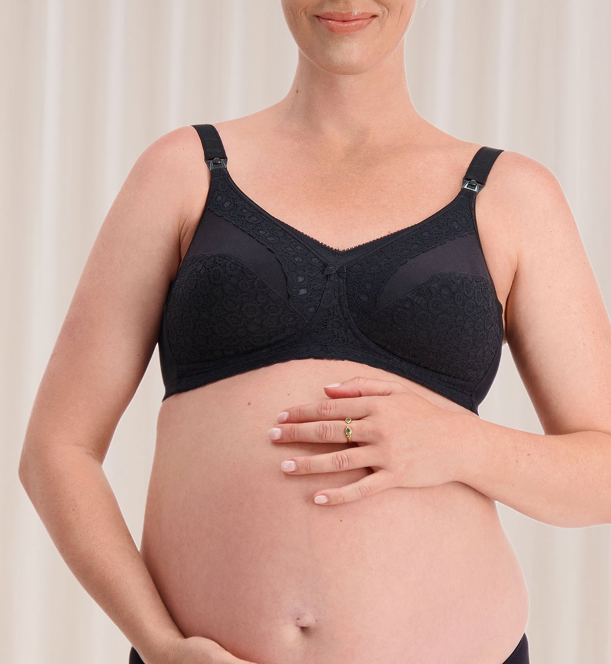 Wirefree Maternity Bra with Lace - Comfortable & Supportive Nursing Bra for Breastfeeding Moms - Perfect for Pregnancy, Postpartum & Everyday Wear