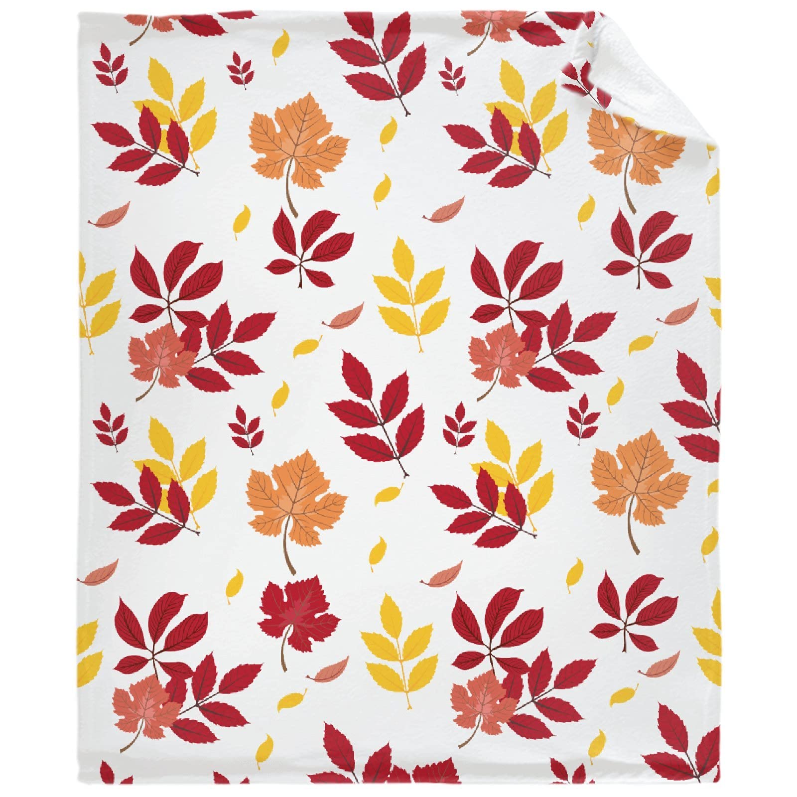 Colorful Pecan Leaf Flannel Blanket - Soft & Cozy Autumn Winter Throw for Bed, Couch & Sofa - 40