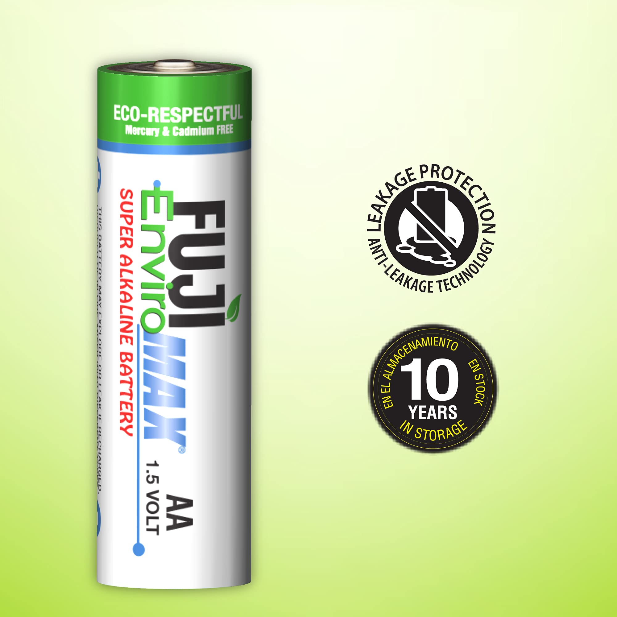 Fuji Enviromax Super Digital Alkaline AA Batteries - Eco Friendly, Long Lasting Power (4 Count Pack) - Perfect for Cameras, Toys, Remote Controls & Electronic Devices