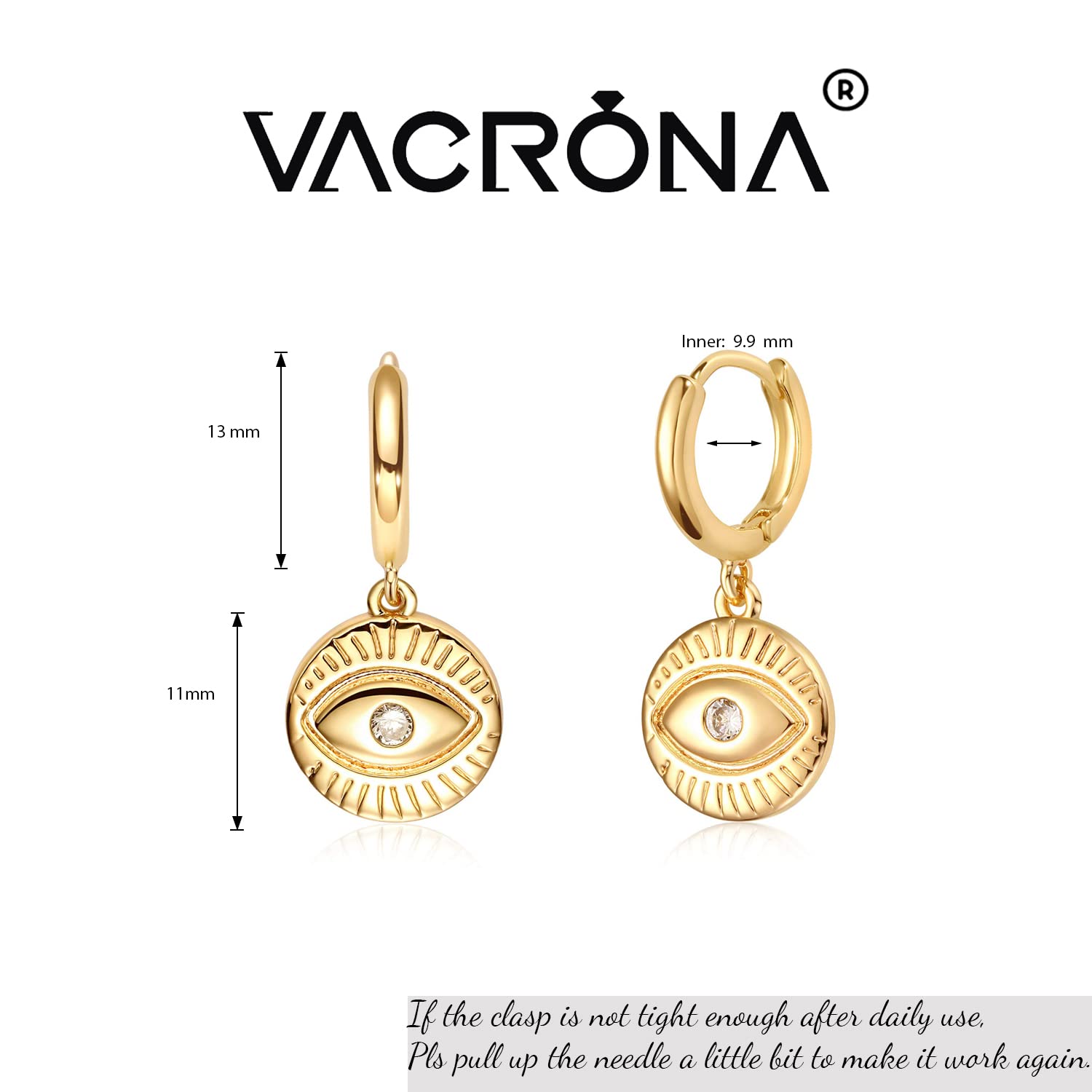 VACRONA 14K Gold Plated Heart Huggie Hoop Earrings for Women - Small Dainty Hoops for Everyday Wear, Gift Giving & Special Occasions