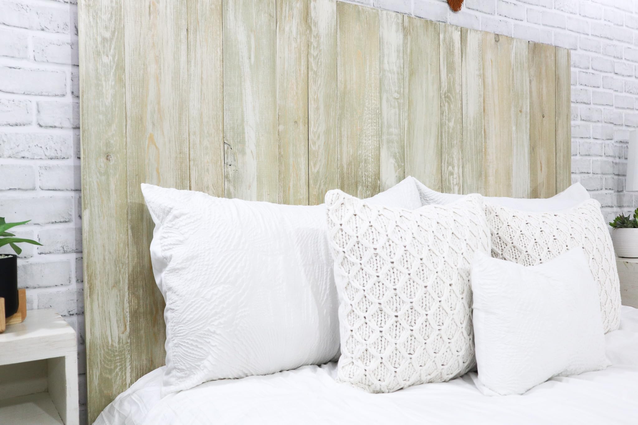 Barn Walls Sagewash Headboard - Farmhouse Style Wooden Headboard with Washed Finish, Floating Panels, Wall Mounted, Adjustable Height, Easy Assembly, King Size Bed Frame - Perfect for Rustic Bedroom Decor & Master Suite Upgrade