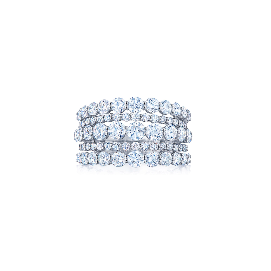 5-Row Diamond Ring for Women - Elegant Stackable Wedding Band, Anniversary Gift, or Everyday Jewelry - Perfect for Special Occasions & Daily Wear