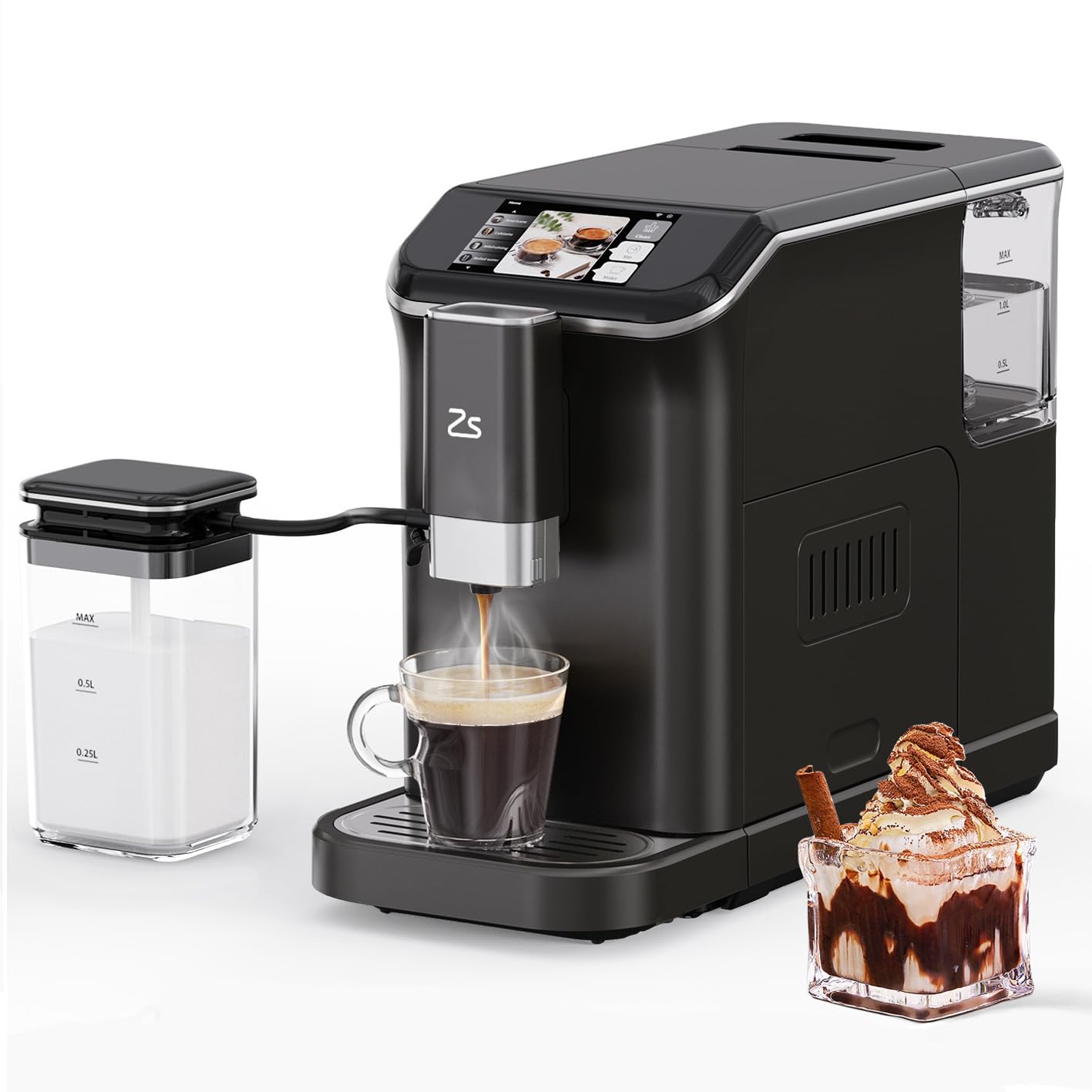 Automatic Espresso Machine with Built-in Grinder & Milk Frother - 7 Coffee Varieties for Latte, Cappuccino - One-Touch Single/Double Shot - Perfect for Home Baristas & Coffee Lovers