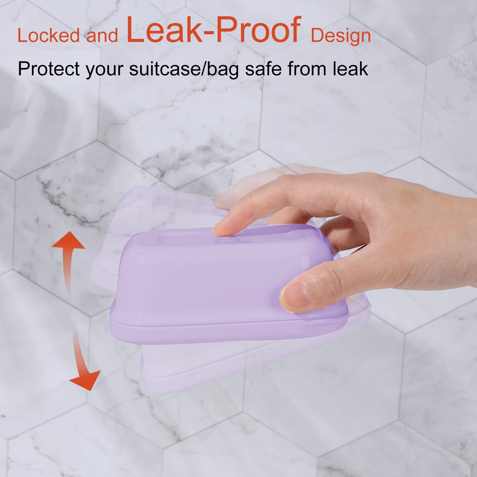 Quatish 2 Pack Travel Soap Container with Lid - Portable Leak-Proof Soap Holder Case for Camping, Gym, Travel & Bathroom Storage - Purple (Ideal for Outdoor Adventures & Daily Hygiene)