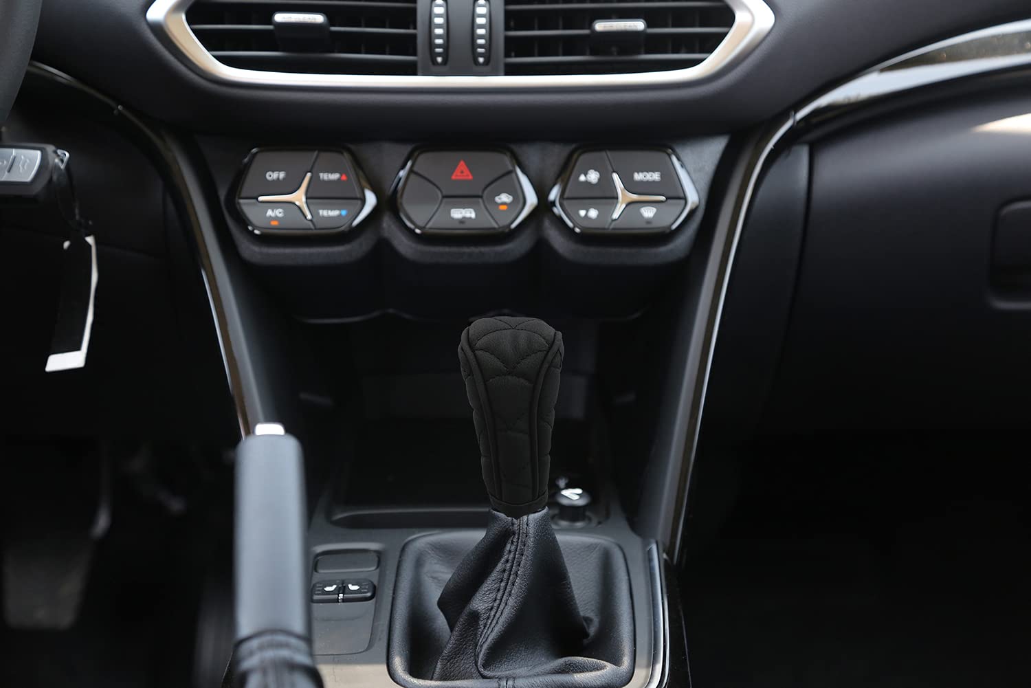 Premium Leather Zippered-Style Car Gear Shift Knob Cover - Universal Fit for Most Vehicles - Black Interior Decor Accessory for Enhanced Grip & Style (Perfect for Daily Commute, Road Trips & Car Enthusiasts)