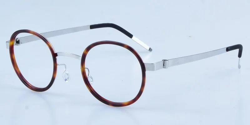 Unisex Full Rim Round Screwless Titanium Acetate Eyeglasses 3033 - Lightweight & Durable Frame for Men & Women - Perfect for Reading, Work & Everyday Use