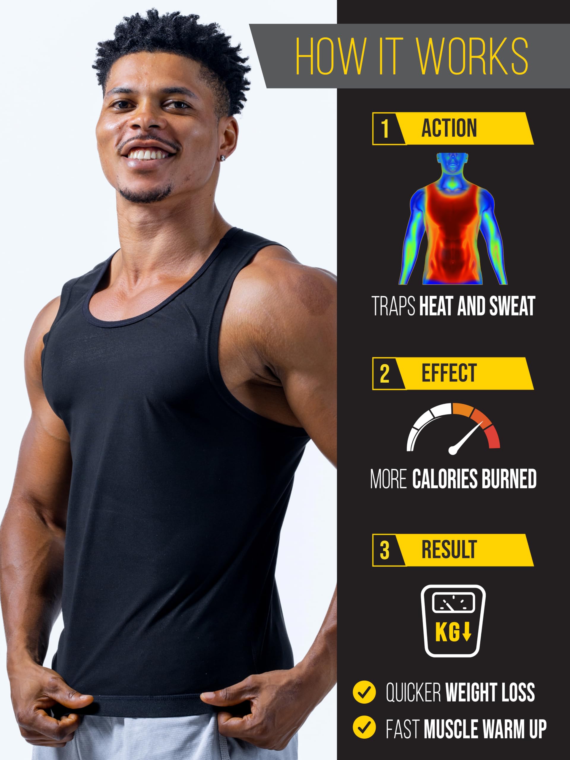 Men's Weight Loss Sauna Vest with Sweat & Compression Technology - Thermal Workout Vest for Men, XS to 7XL - Ideal for Gym, Running & Home Fitness Training