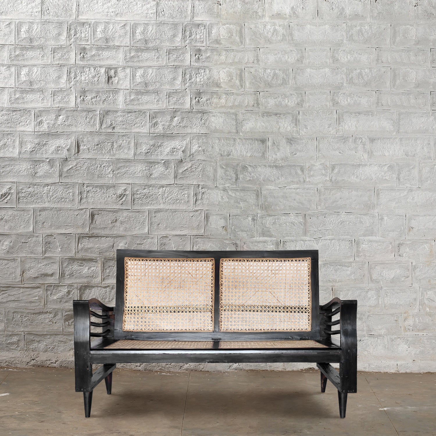 Modern Black Loveseat with Wavy Arms - Stylish Small Couch for Living Room, Bedroom or Office - Perfect for Apartments and Cozy Spaces