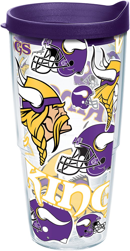 Minnesota Vikings 24 oz Clear Insulated Tumbler with Lid - Officially Licensed NFL Drinkware for Game Day, Office & Outdoor Activities