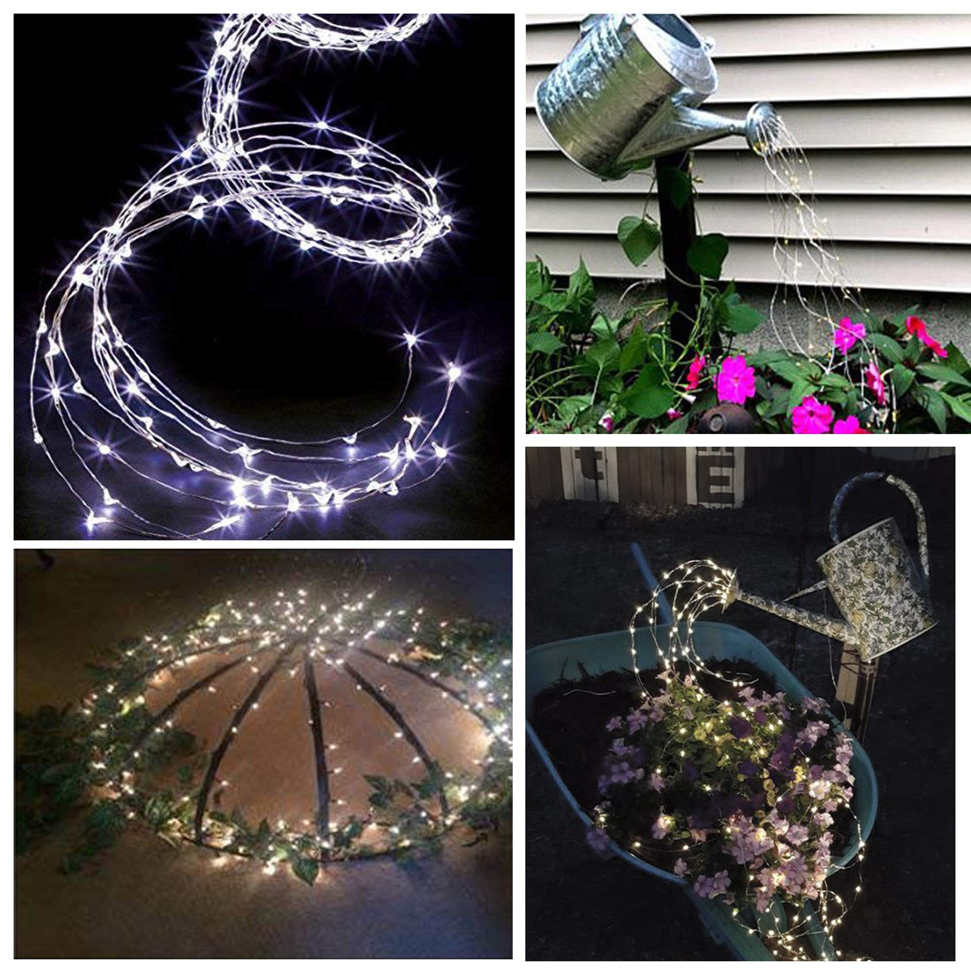 2 Pack ZNYCYE 10 Strand 220 LED Waterfall Fairy Lights - Battery Operated Firefly String Lights with Remote & Timer for Outdoor/Indoor Decor - Perfect for Garden, Party, Wedding, Christmas & Holiday Lighting (Cool White)