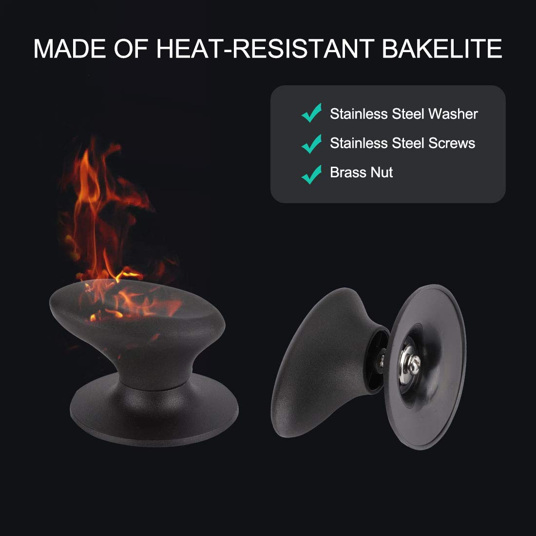 Heat-Resistant Plastic Lid Knobs - Black Replacement Handles for Cookware & Kitchenware - Easy Grip for Pots, Pans, and Storage Containers - Ideal for Home Kitchen Use