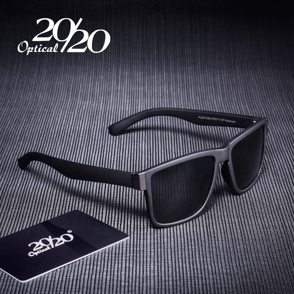 20/20 Men's Classic Polarized Driving Sunglasses - UV Protection, Anti-Glare, Lightweight Frame (Black, Model PL278) - Perfect for Road Trips, Commuting & Outdoor Activities