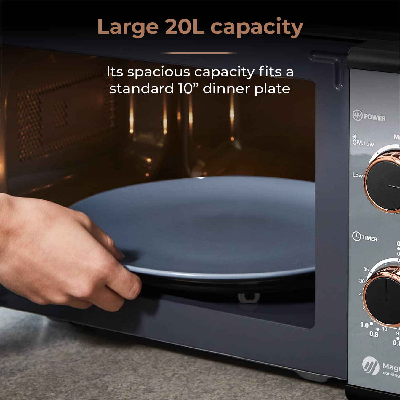 Premium Tower Cavaletto Black & Rose Gold 7-Piece Kitchen Set - Pyramid Kettle, 4-Slice Toaster, Microwave, Bread Bin & 3 Canisters for Tea, Coffee & Sugar | Stylish Modern Kitchen Essentials for Small Spaces & Apartments