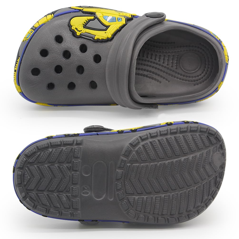 **Toddler Clogs for Boys & Girls - Cute Cartoon Excavator & Racecar EVA Slip-On Sandals | Lightweight, Breathable & Non-Slip | Indoor, Outdoor, Beach, Pool & Shower Shoes for Kids**    *(Use Cases: Perfect for playtime, beach trips, poolside fun, and everyday indoor/outdoor wear!)*