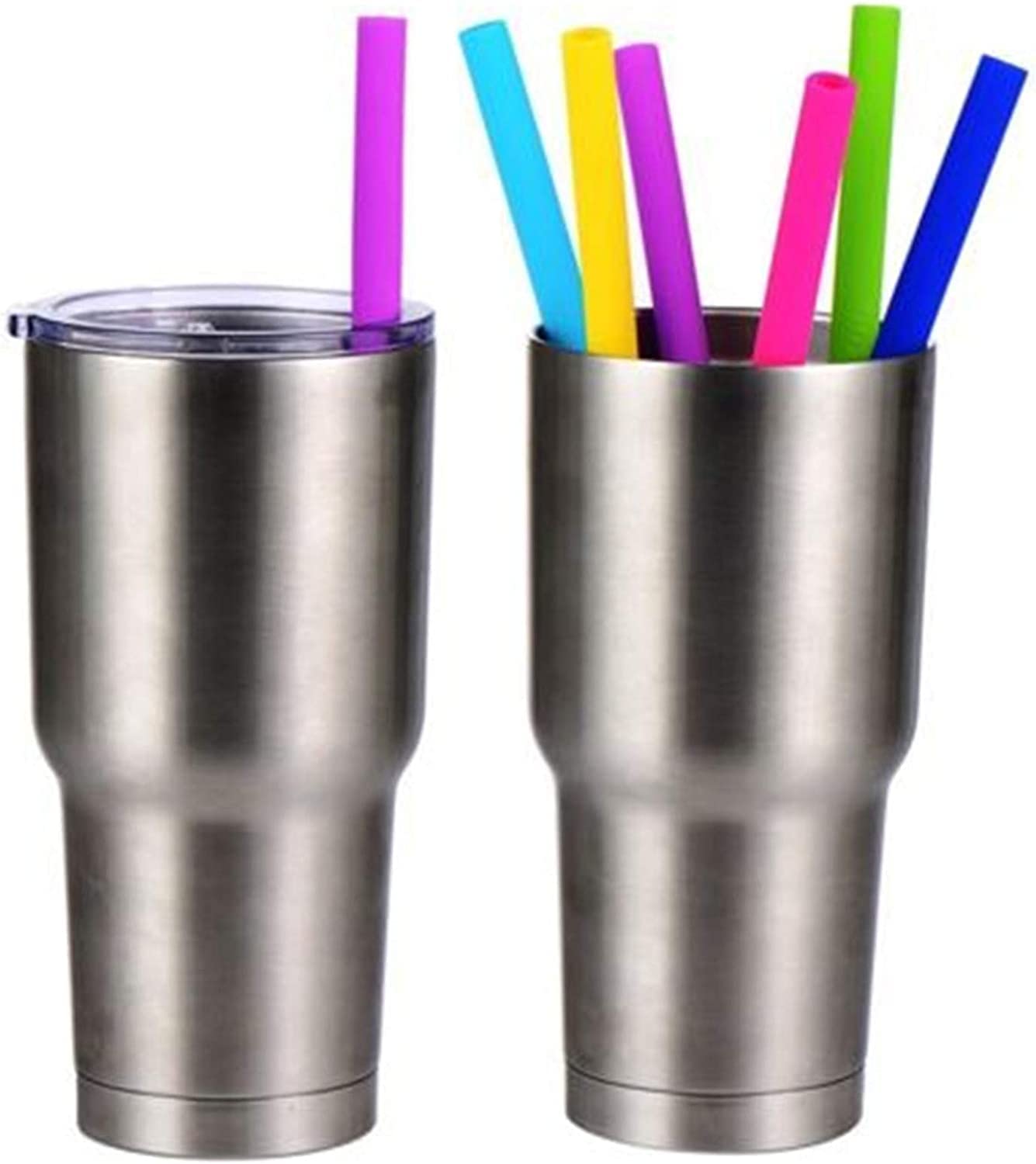 Reusable Silicone Straws 5-Pack - BPA Free with Brush - Fits Yeti & Bubba Mugs - Perfect for Smoothies & Iced Drinks