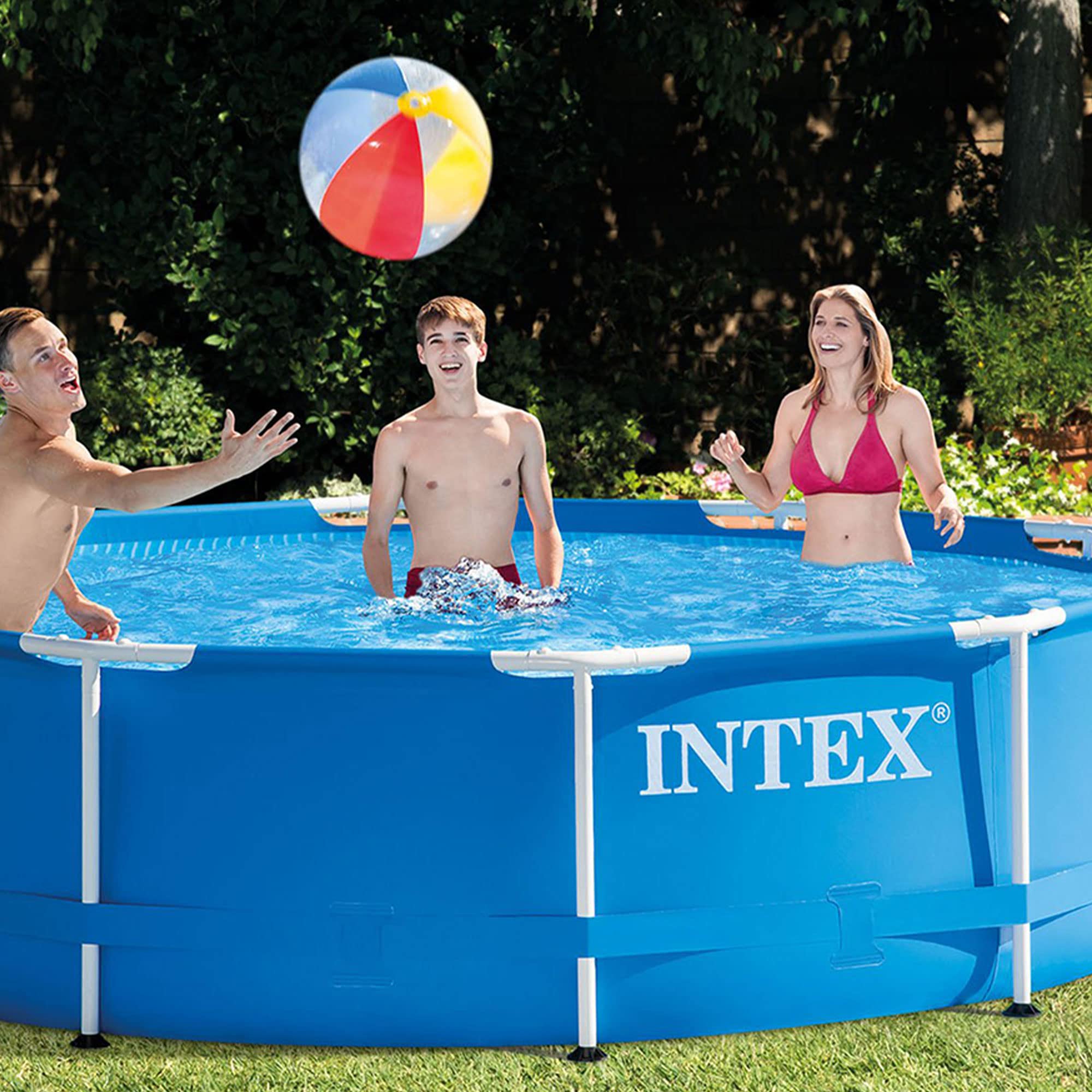 Intex 28200EH 10ft x 30in 4-Person Metal Frame Above Ground Round Swimming Pool - Easy Setup, No Pump Included | Perfect for Backyard, Family Fun & Summer Relaxation