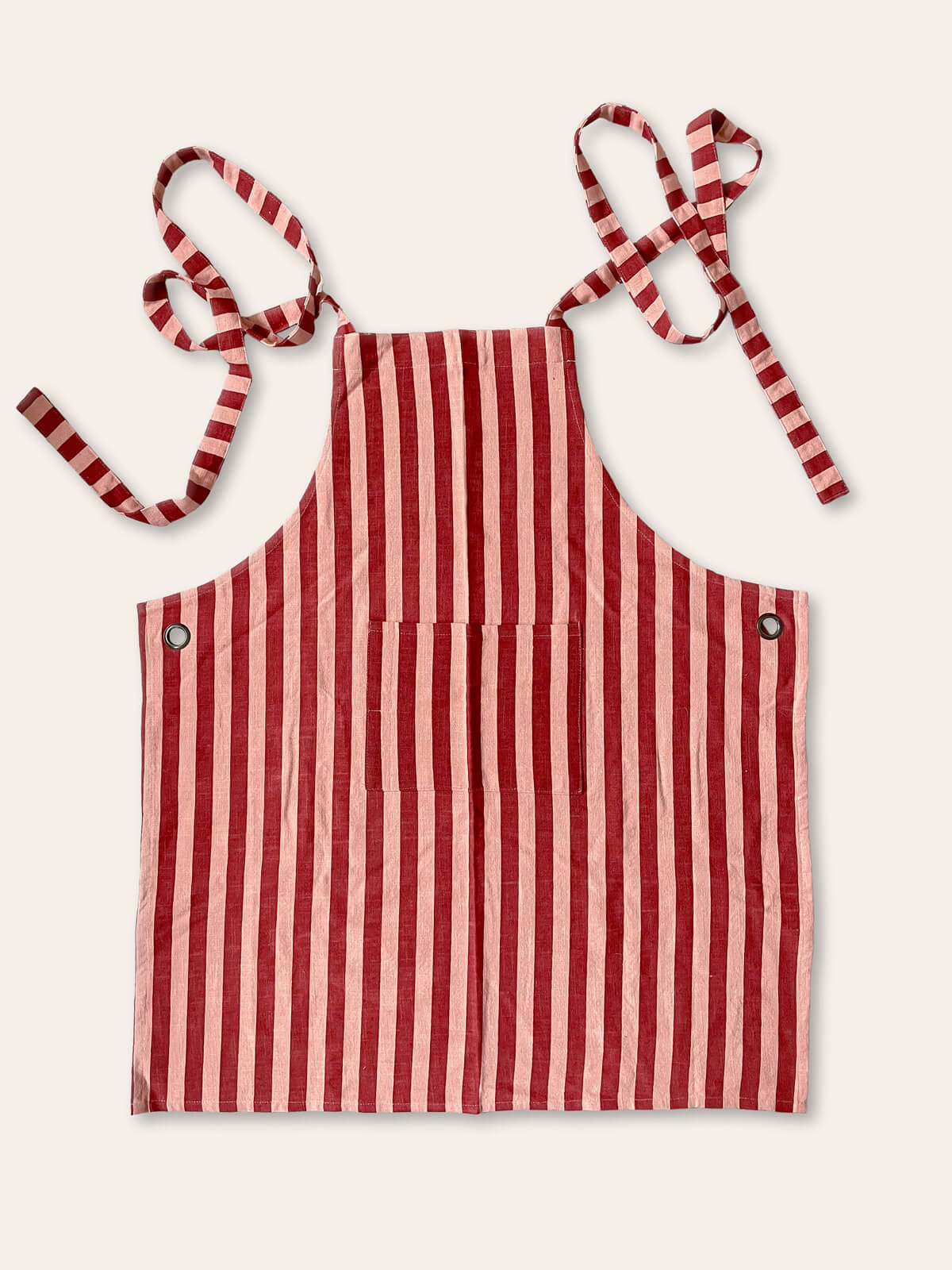 Jaipur Stripe Apron in Pomegranate Red - Stylish & Durable Kitchen Apron for Cooking, Baking & Grilling - Perfect for Home Chefs & BBQ Enthusiasts