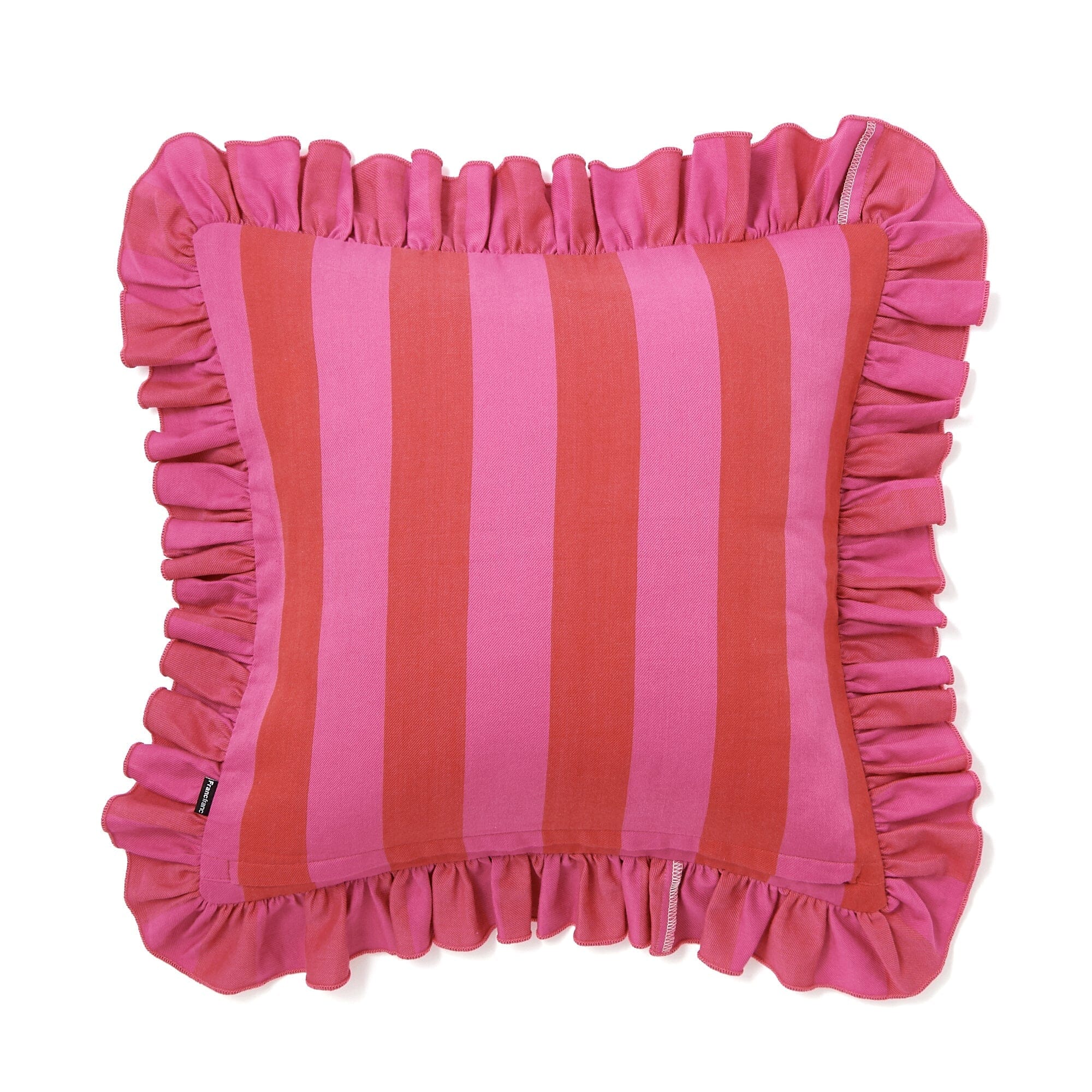 Frill Stripe Decorative Pillow Cover 18x18 Inches - Red and Pink Striped Cushion Case for Sofa, Bed, Chair - Home Decor & Living Room Accessories