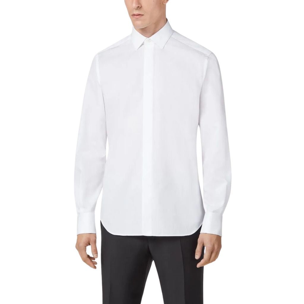 Corneliani Code White Dinner Shirt for Men - Elegant Formal Wear for Weddings, Business Events & Evening Parties