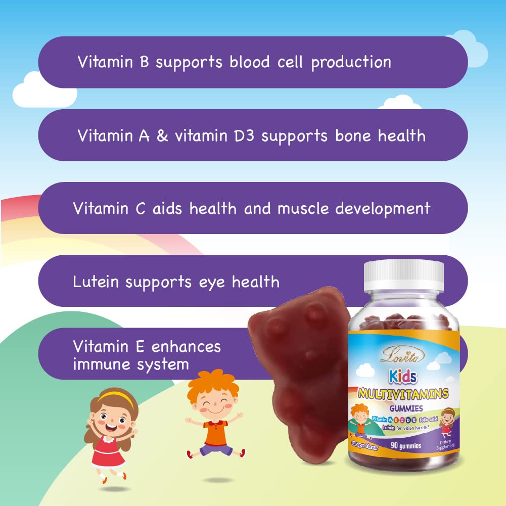 Lovita Kids Multivitamin Gummies - 90 Count | Delicious Vitamin Supplement for Children's Daily Health & Immune Support | Perfect for Picky Eaters & On-the-Go Nutrition