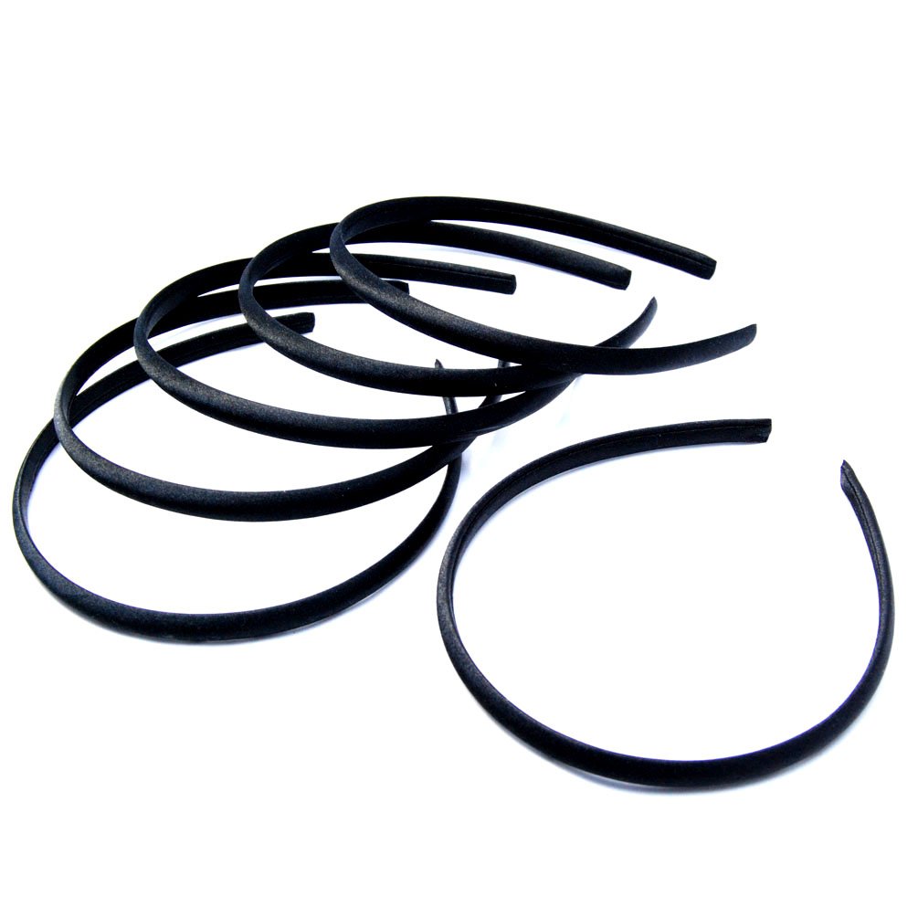 Luxxii 6-Pack Black Satin Alice Headbands for Girls & Teens - Elegant Hair Accessories for School, Parties & Special Occasions