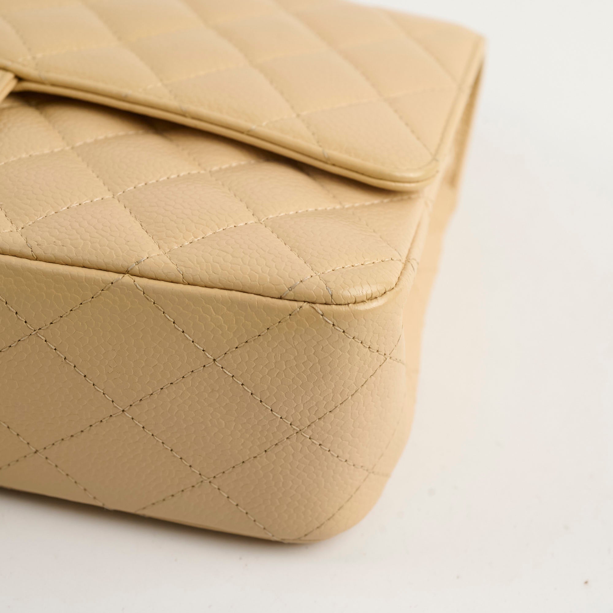 Chanel Medium/Large Caviar Double Classic Flap Bag in Beige - Luxury Handbag for Women, Perfect for Work, Parties & Everyday Use