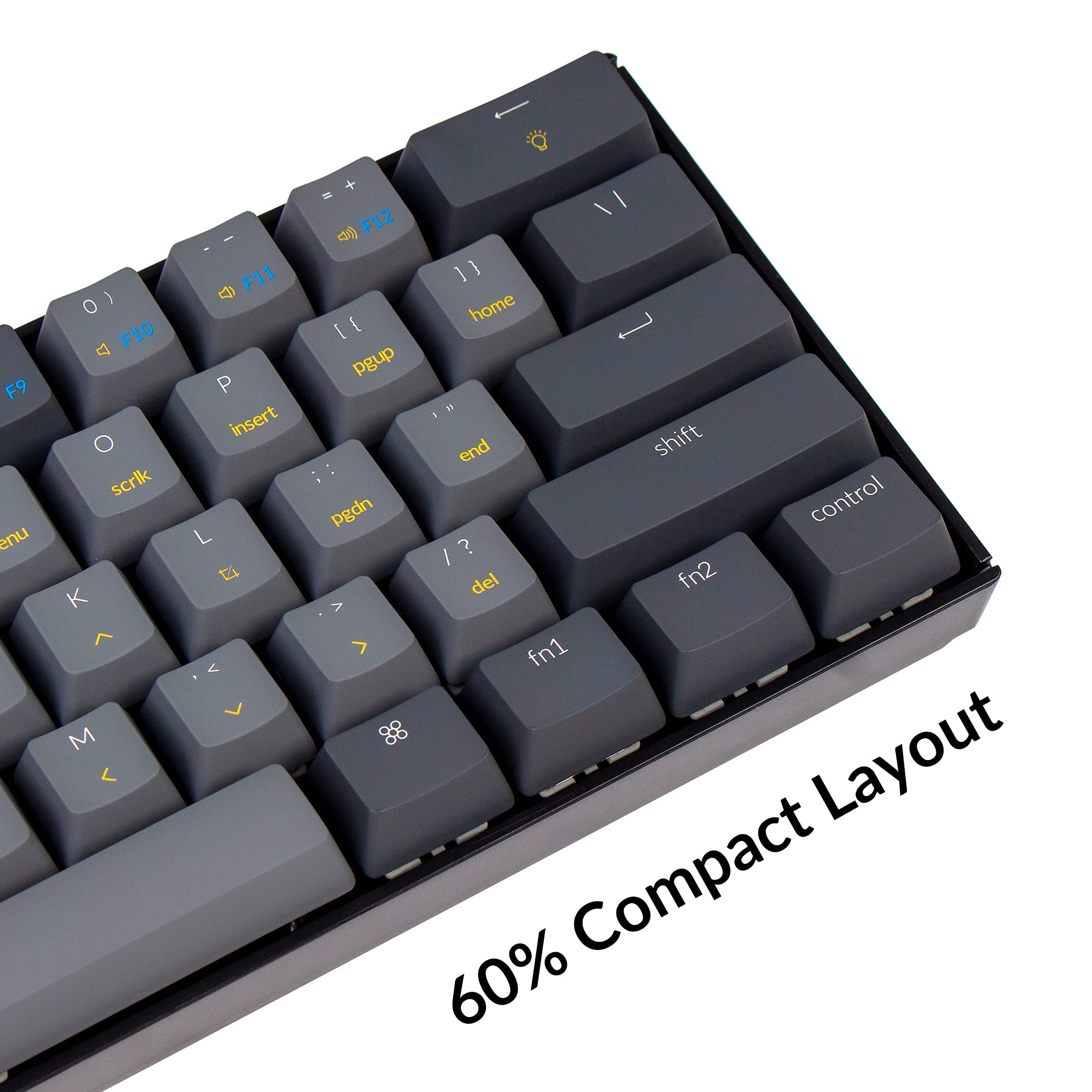 Keychron K12 60% Compact Mechanical Keyboard - Hot-Swappable Gateron G Pro Brown Switches, Bluetooth 5.1/USB Wired, White LED Backlit, 61-Key Layout for Mac & Windows - Perfect for Office Work, Gaming & Programming