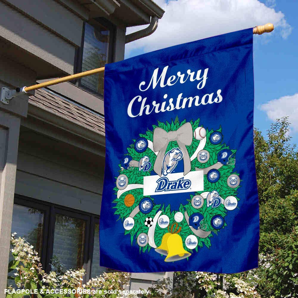 Drake Bulldogs Happy Holidays Christmas Banner Flag - Perfect for Home Decor, Party Supplies, and Game Day Celebrations