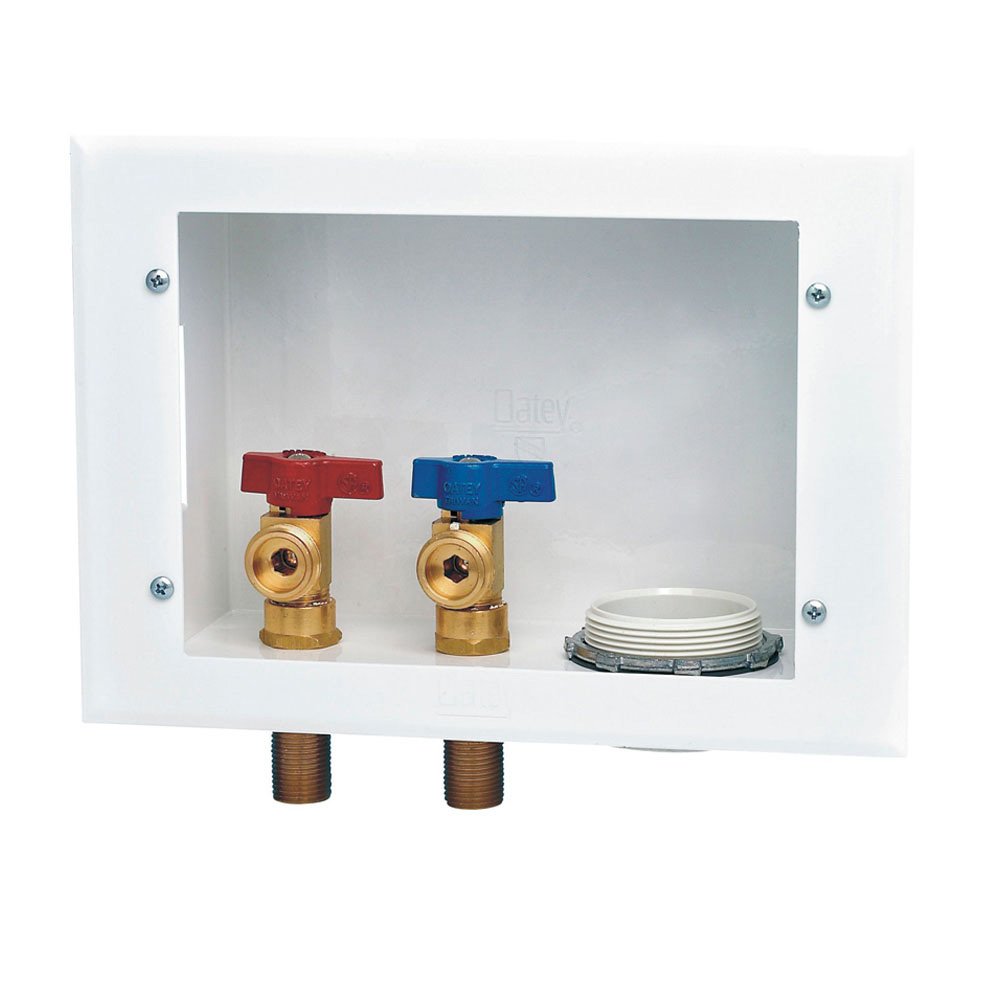 Oatey 38984 2-Inch Washing Machine Outlet Box - Black/Brass Finish for Laundry Room Plumbing & Drainage Installation