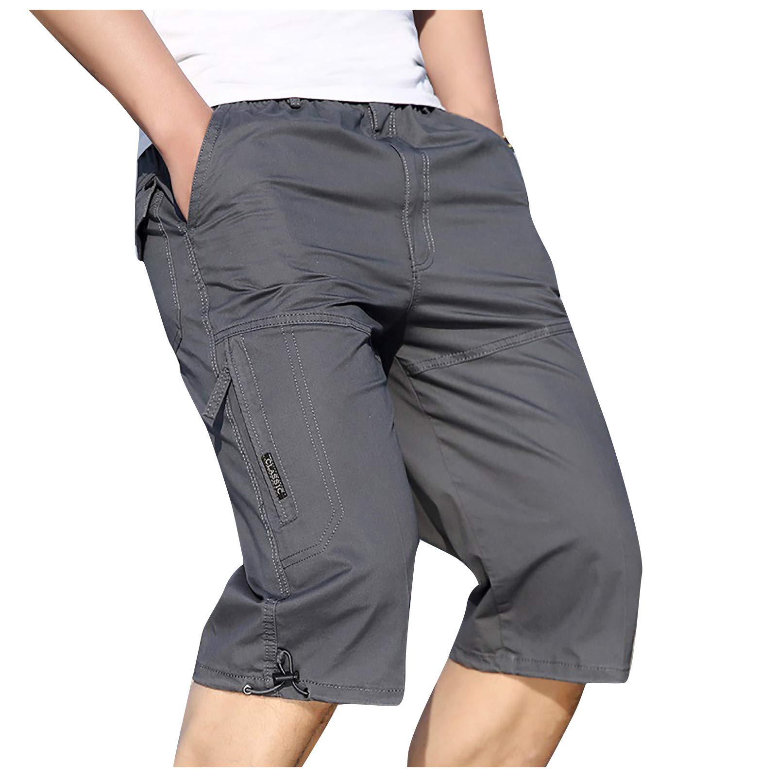 Xiloccer Men's Cargo Jogger Pants with Zipper Pockets - Plus Size Casual Sports Pants for Summer, Beach & Outdoor Activities | Comfortable Stretchable Workout Lounge Pants for Men