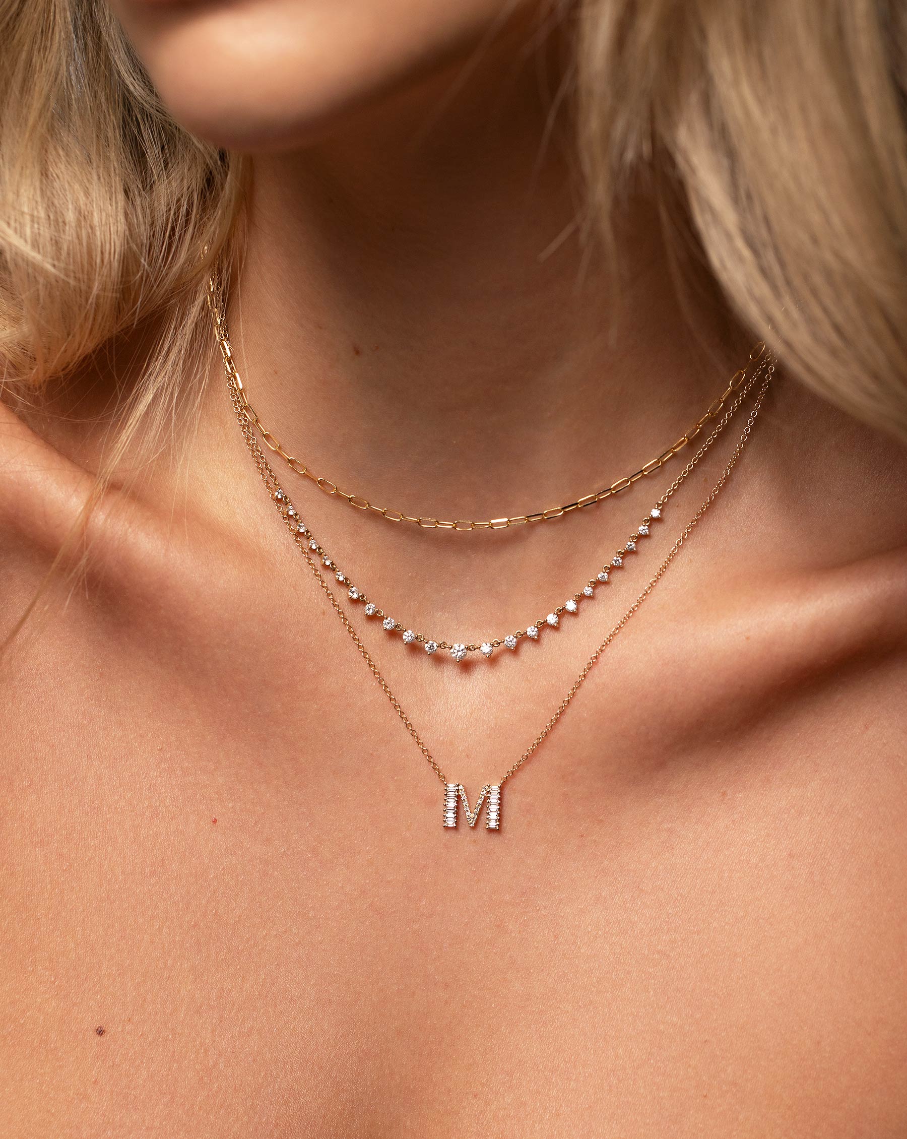 Elegant Baguette & Pavé Initial Necklace - Personalized Name Letter Pendant for Women - Perfect for Gifts, Anniversaries & Everyday Wear