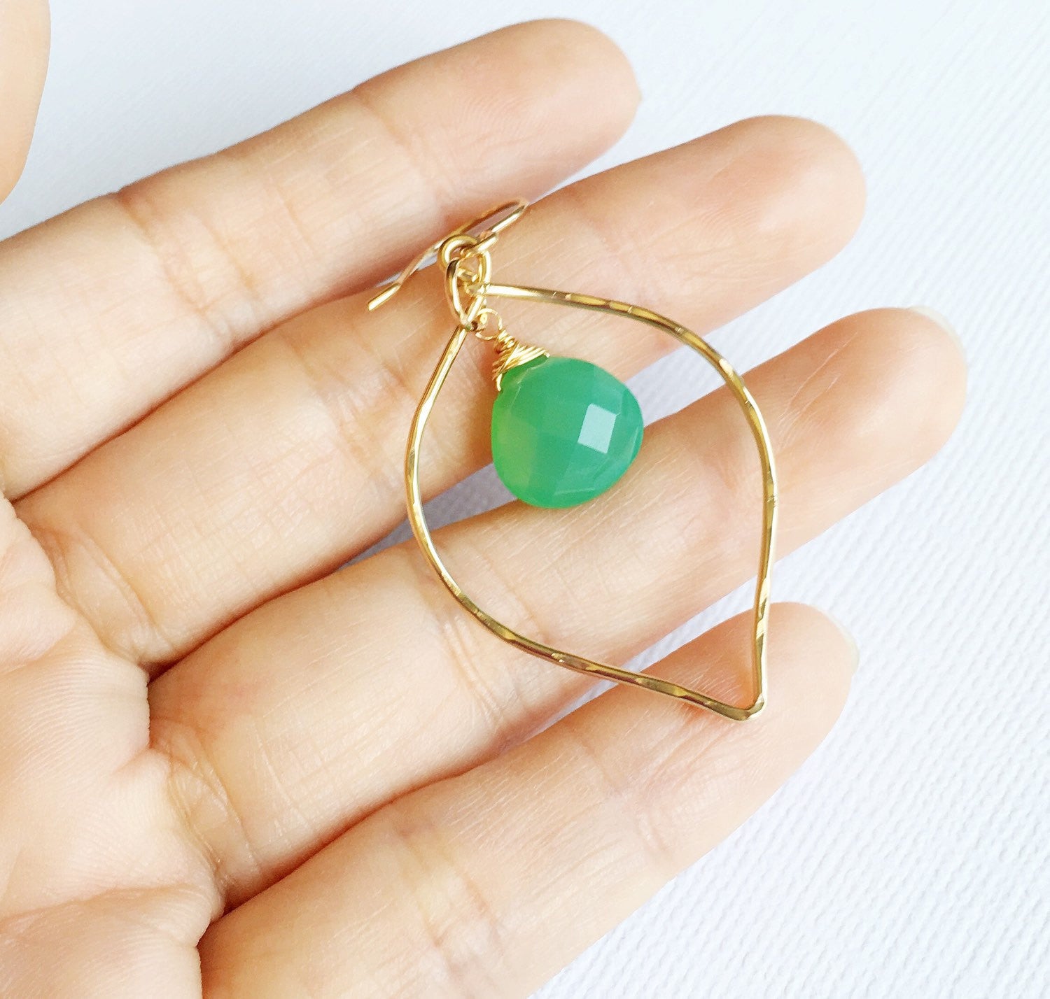Doree Chrysoprase Earrings (N261) – Elegant Green Gemstone Jewelry for Women, Perfect for Parties, Weddings & Everyday Wear