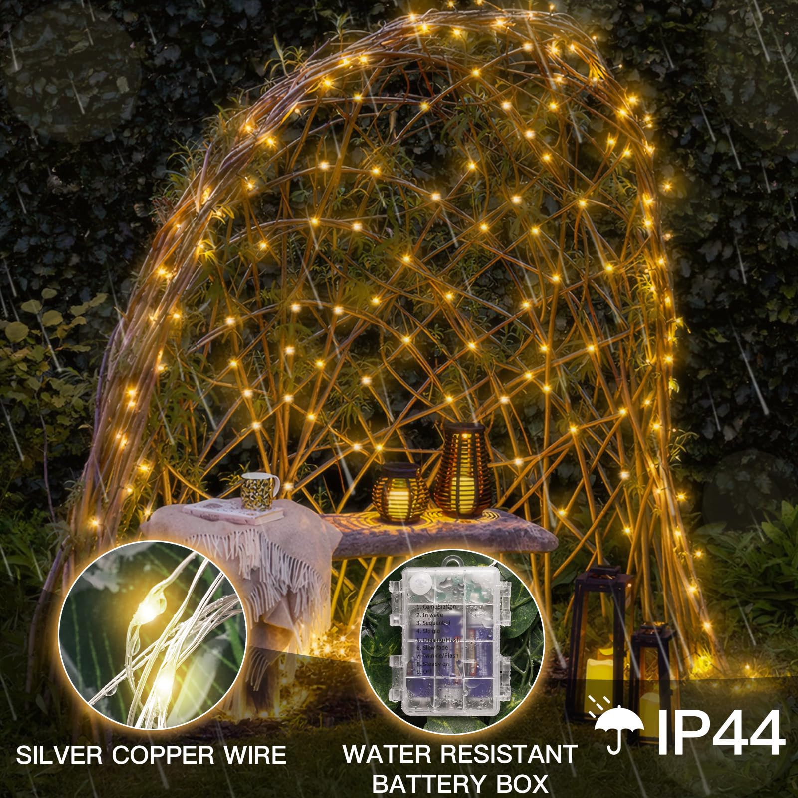 SUDDUS 33ft 100 LED Outdoor String Lights - Warm White Battery Operated Fairy Lights with Remote Control | Waterproof Twinkle Lights for Bedroom, Garden, Wedding Decor, Christmas Tree & Mason Jars | Perfect for Patio, Backyard & Wall Decor