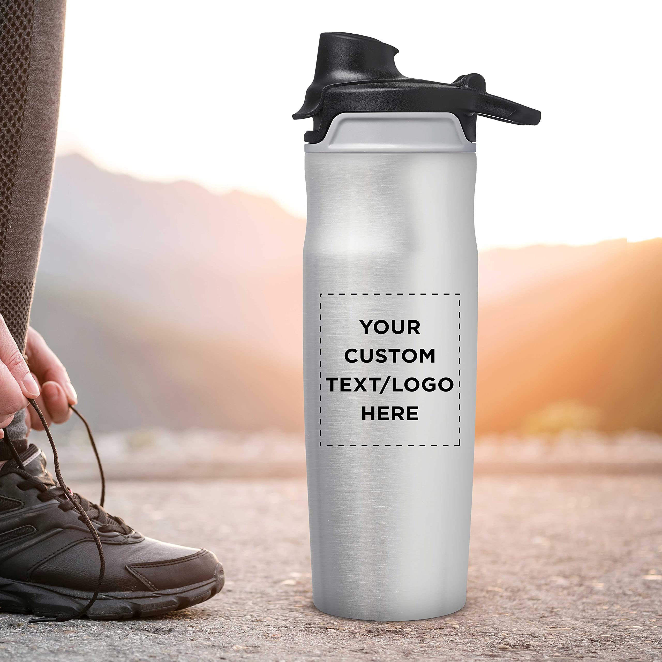 Custom 20oz Juno Water Bottles with Flip Lid - Set of 12 Reusable Personalized Bottles for Gym, Hiking, Cycling & School - Bulk Pack Silver | Perfect for Sports Teams, Corporate Gifts & Outdoor Adventures