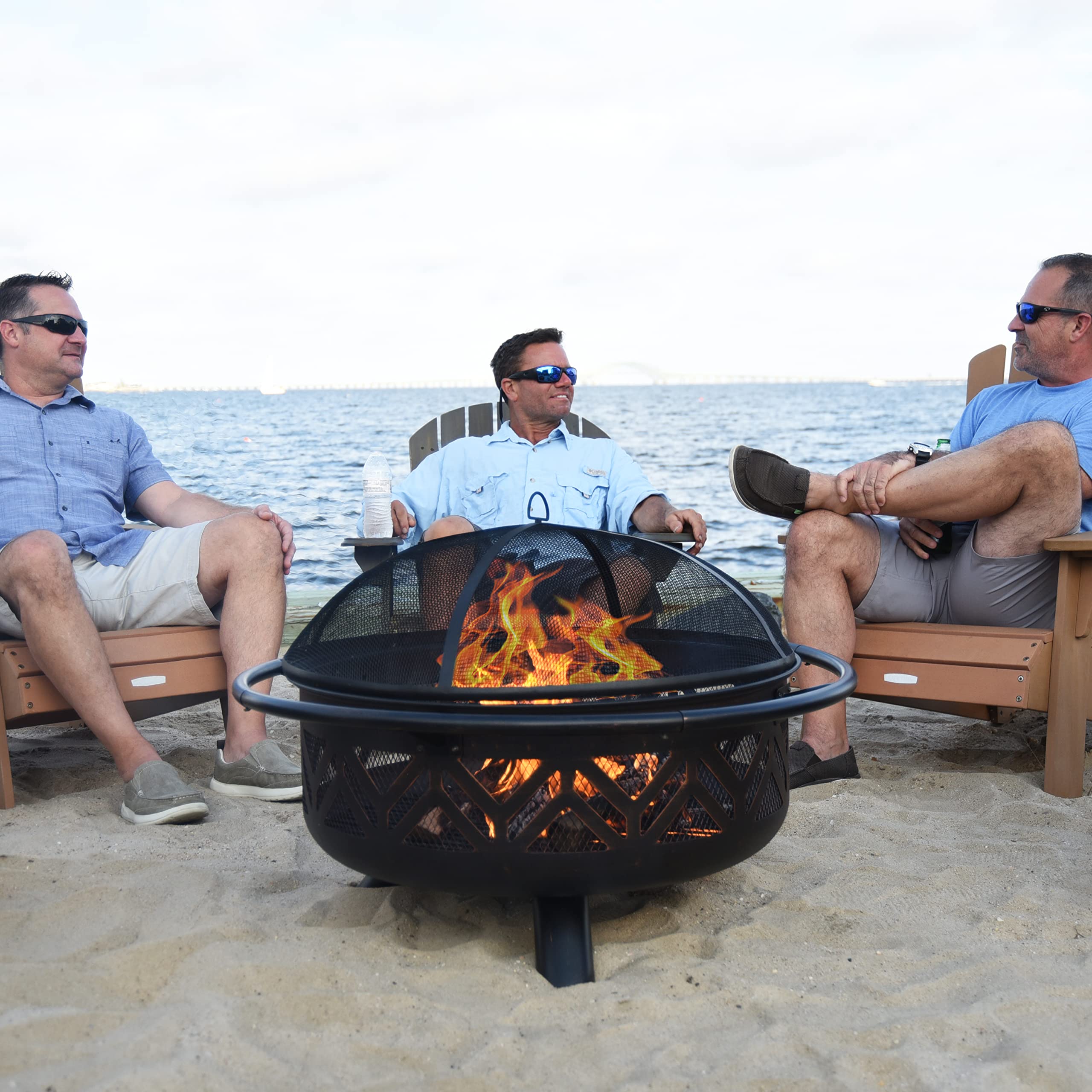 Uniflame WAD1009SP Oil Rubbed Bronze Outdoor Fire Bowl - Geometric Design Fire Pit for Patio, Backyard & Camping - Perfect for Gatherings & Relaxation