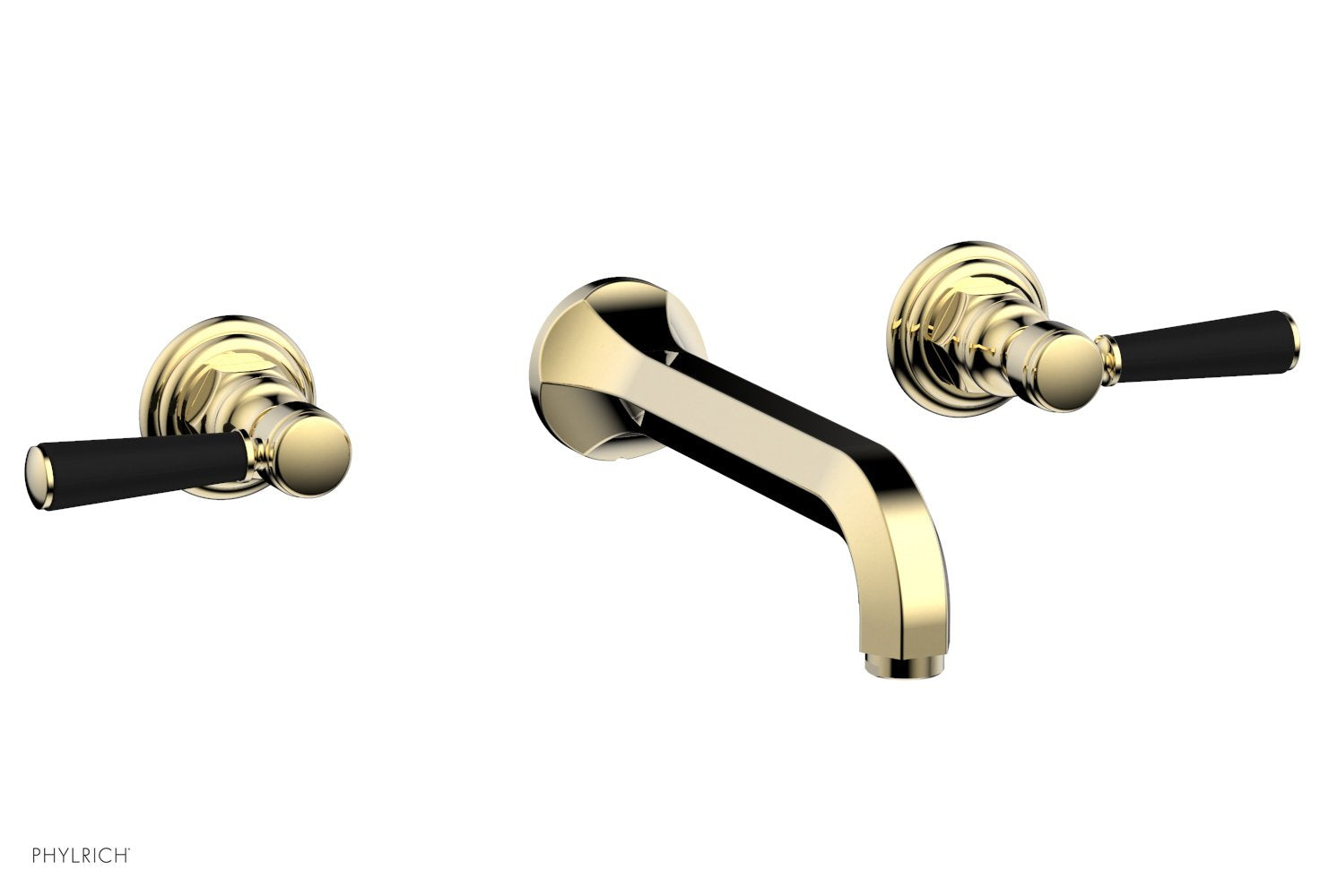 HEX TRADITIONAL Wall Tub Faucet Set with Satin Black Lever Handles - 500 57 Series - Perfect for Bathroom Renovation & Modern Home Decor