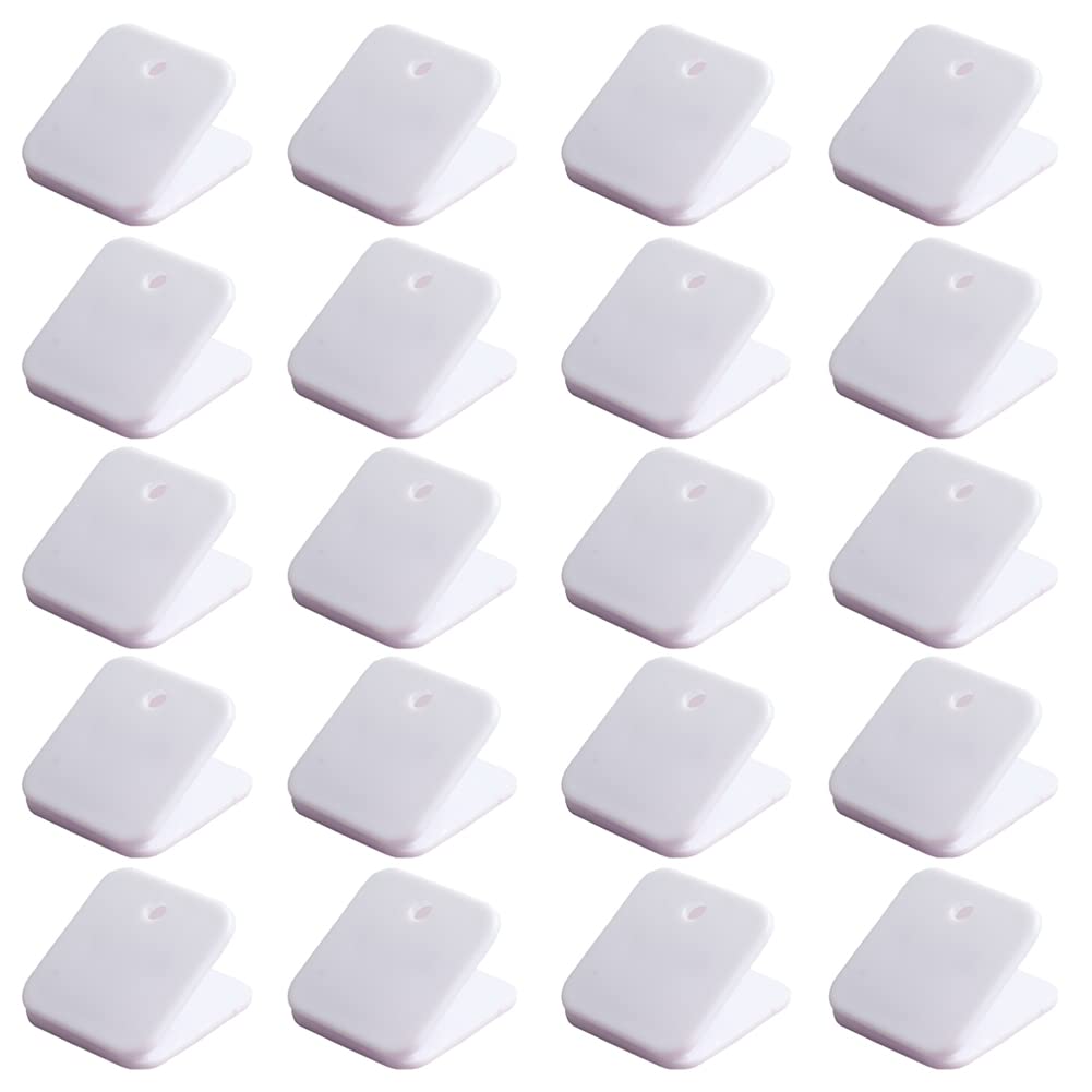 20 Pack White Plastic Chip Bag Clips - Food Storage Sealing Clips for Snacks, Chips, Bread Bags | Multi-Purpose Hinge Clips for Photos, Papers, Binder Organization | Perfect for Kitchen, Office & Home Use