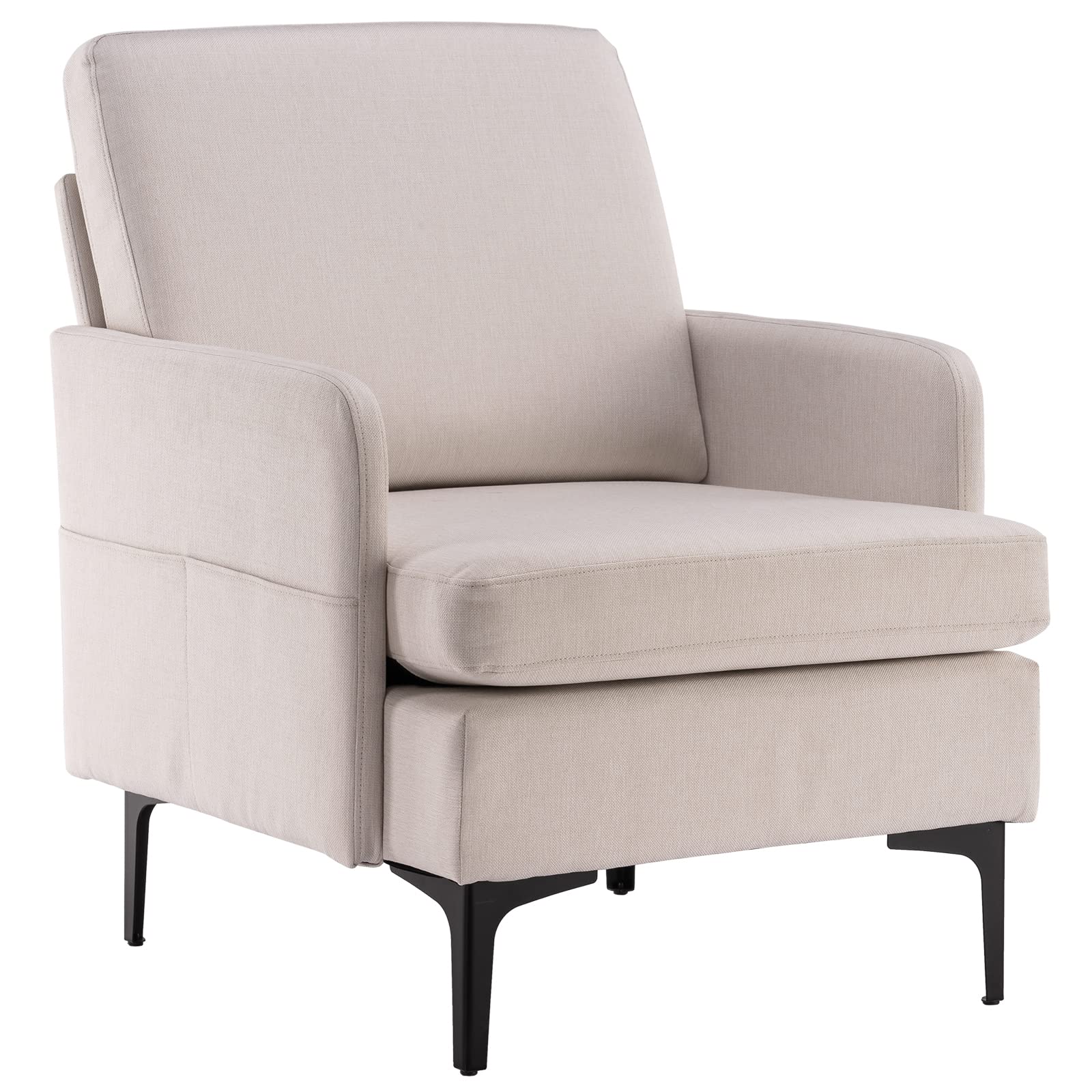 Ochine Mid-Century Modern Accent Chair - Boho Fabric Living Room Armchair for Home, Office & Bedroom | Comfortable Reading Chair & Stylish Side Sofa - Perfect for Relaxing, Working & Decorating