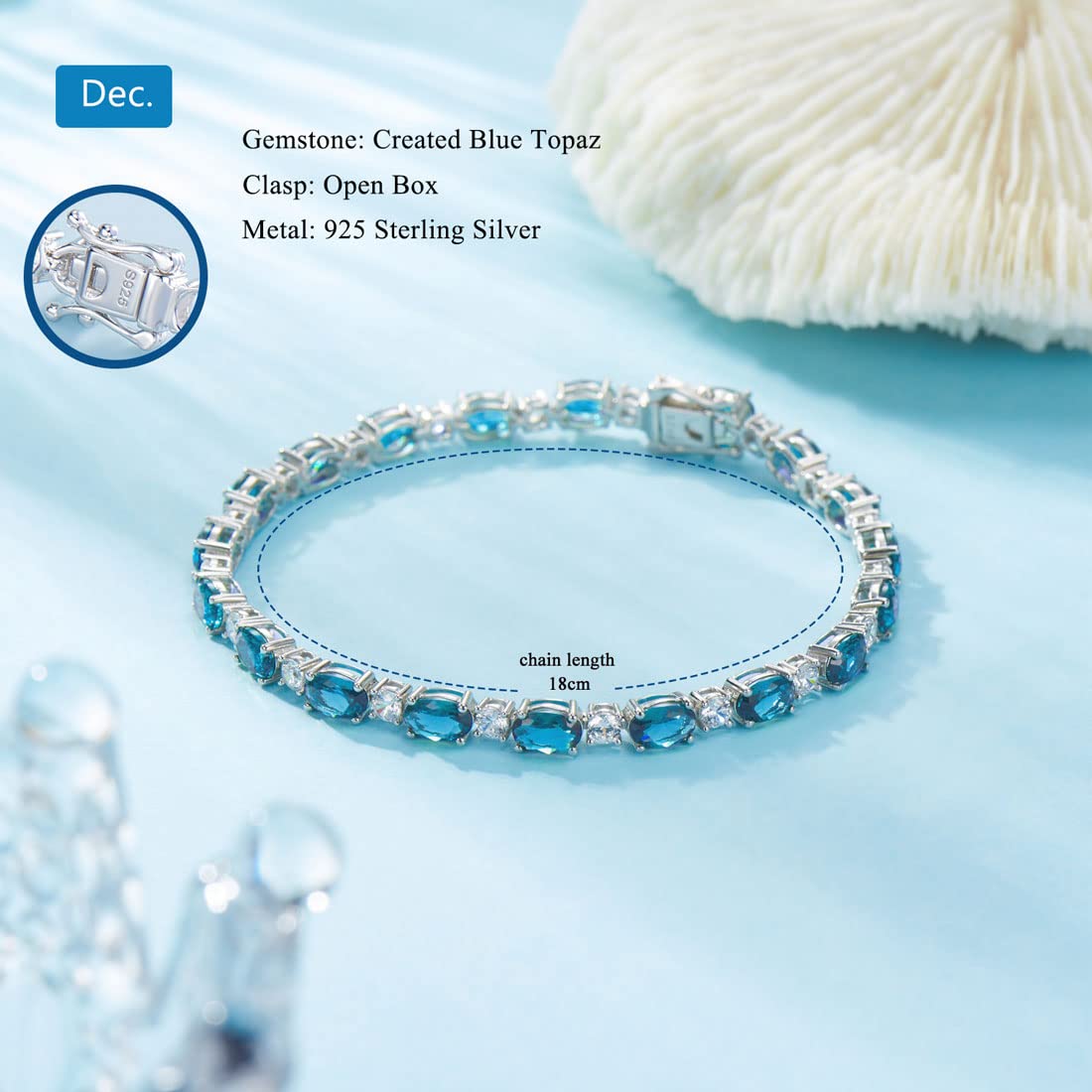 Sterling Silver Gemstone Tennis Bracelet for Women - 7 Inches Elegant Anniversary Birthday Jewelry Gift - Perfect for Parties, Weddings & Everyday Wear