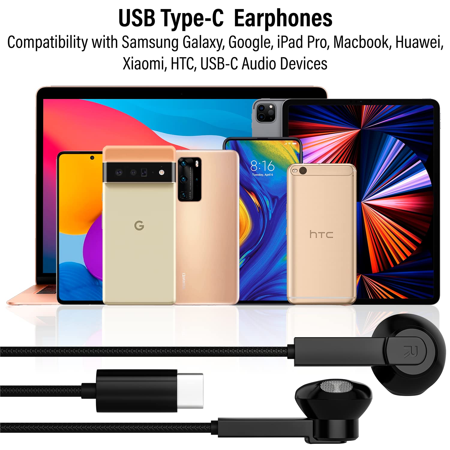 **Maeline USB C Headphones with Microphone - Wired Noise Canceling Earbuds for Computers, Laptops, Tablets, Phones & Smartwatches | Perfect for Work, Gaming & Travel**