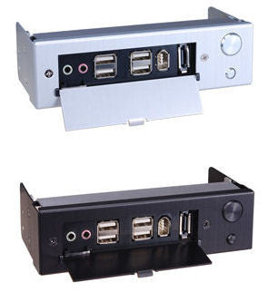 Lian Li BZ-U01 Multi Media Port with Power Switch - Silver/Black for PC Case - Perfect for Gaming Rigs and Workstation Setups