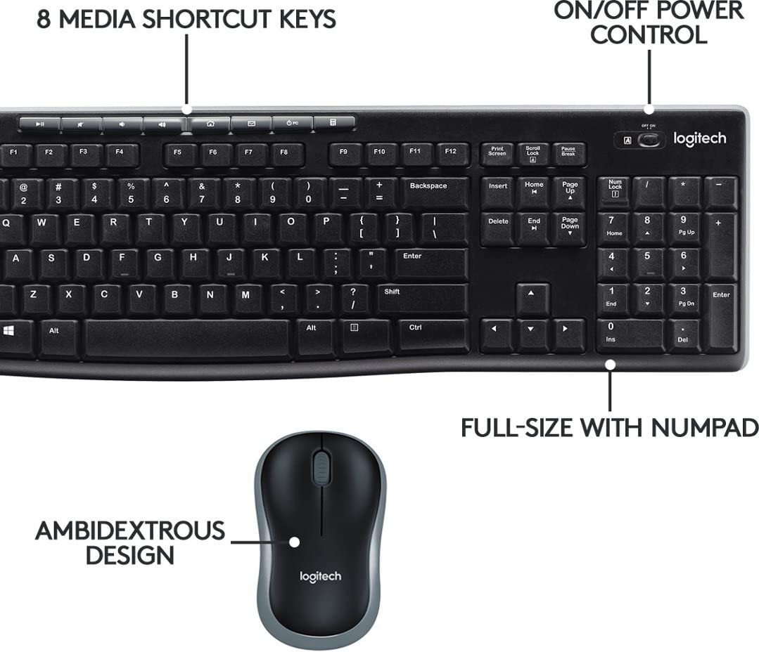 Logitech MK335 Wireless Keyboard and Mouse Combo - Full-Size Layout, Quiet Keys, 3-Year Battery Life (Renewed) | Perfect for Home Office, Gaming & Remote Work