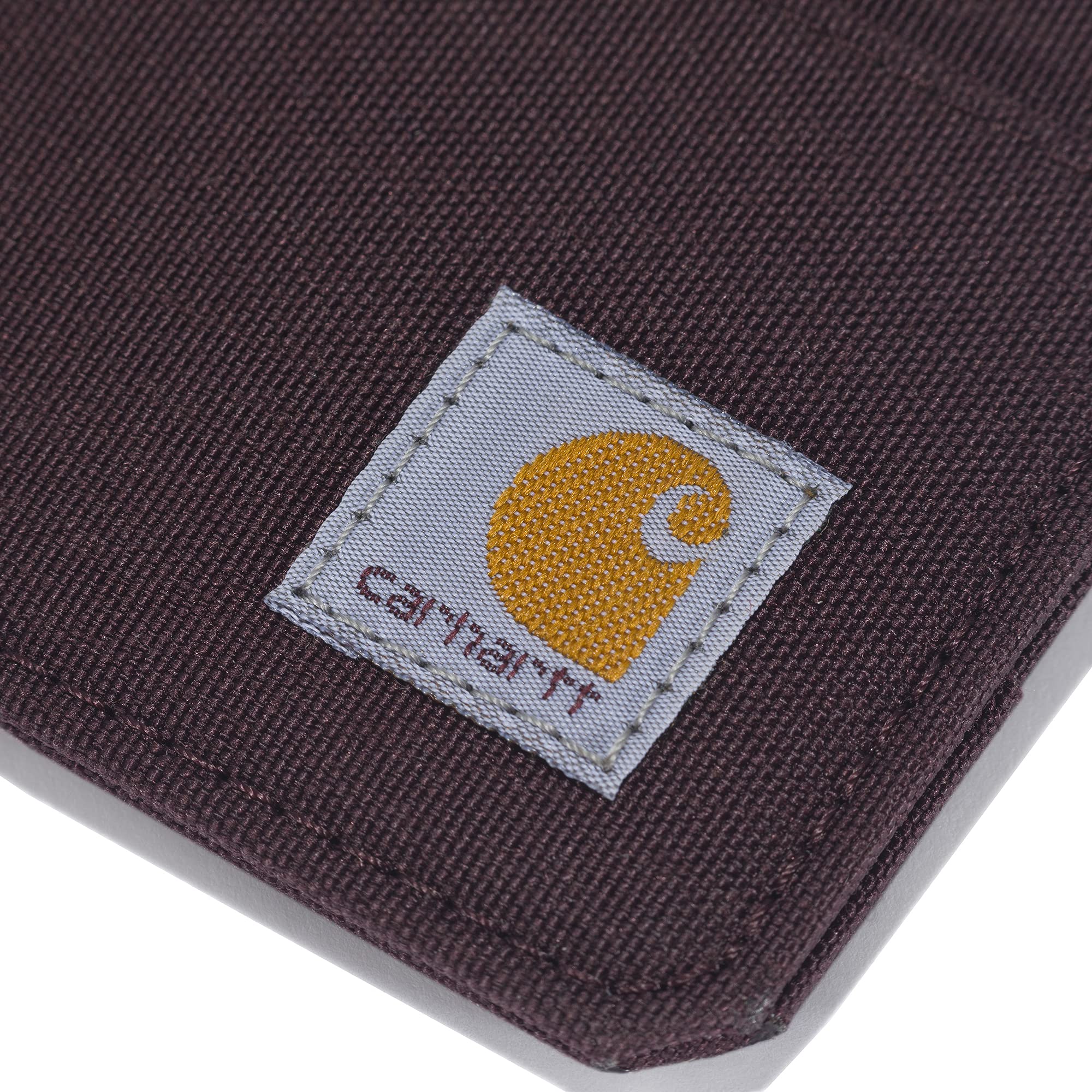 Carhartt Women's Leather & Canvas Wallet - Durable Nylon Duck Zippered Bifold Wallet for Women (Deep Wine, One Size US) - Perfect for Everyday Use, Travel & Outdoor Adventures