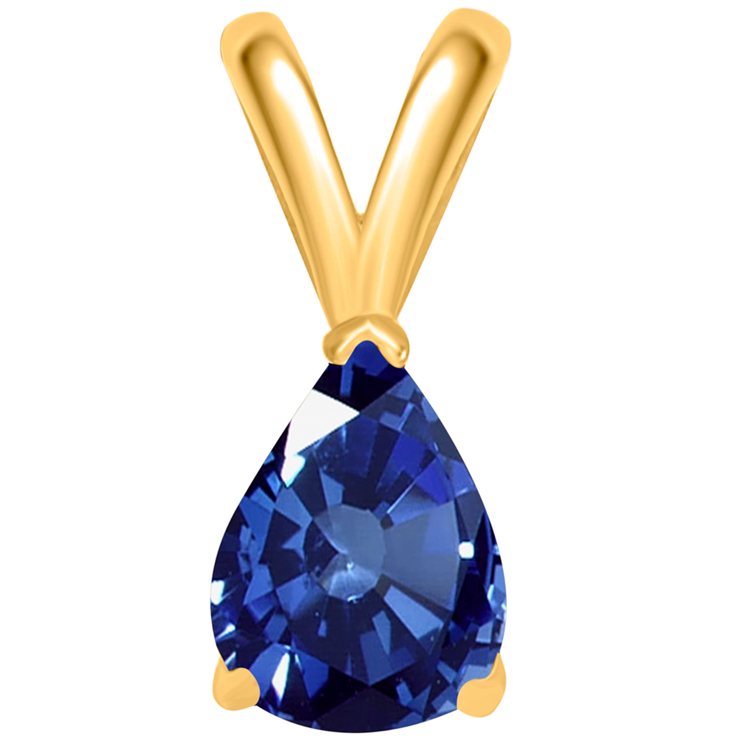 14K Yellow Gold Pear-Shaped Sapphire Pendant Necklace for Women | 0.90 Carat Natural Blue Sapphire Gemstone | 18